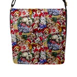 Pattern Kitten Christmas Flap Closure Messenger Bag (L)