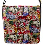 Pattern Kitten Christmas Flap Closure Messenger Bag (S)