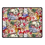 Pattern Kitten Christmas Two Sides Fleece Blanket (Small)