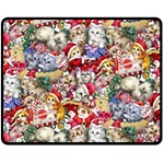 Pattern Kitten Christmas Two Sides Fleece Blanket (Medium)