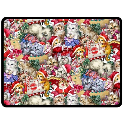 Pattern Kitten Christmas Two Sides Fleece Blanket (Large) from ArtsNow.com 80 x60  Blanket Back