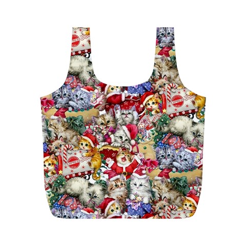 Pattern Kitten Christmas Full Print Recycle Bag (M) from ArtsNow.com Front