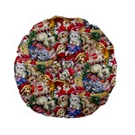 Pattern Kitten Christmas Standard 15  Premium Flano Round Cushions