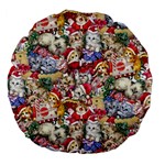 Pattern Kitten Christmas Large 18  Premium Flano Round Cushions