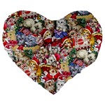 Pattern Kitten Christmas Large 19  Premium Flano Heart Shape Cushions