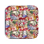 Pattern Kitten Christmas Square Metal Box (Black)