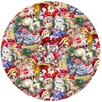 Pattern Kitten Christmas Wooden Bottle Opener (Round)