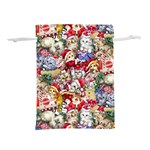 Pattern Kitten Christmas Lightweight Drawstring Pouch (M)