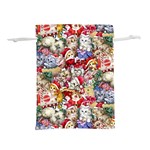 Pattern Kitten Christmas Lightweight Drawstring Pouch (L)