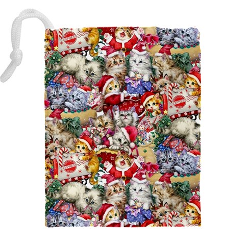 Pattern Kitten Christmas Drawstring Pouch (4XL) from ArtsNow.com Back