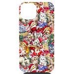 Pattern Kitten Christmas iPhone 14 Black UV Print Case