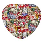 Pattern Kitten Christmas Heart Glass Fridge Magnet (4 pack)