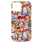 Pattern Kitten Christmas iPhone 15 Black UV Print PC Hardshell Case