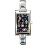 Shiny Winter Snowflake Abstract Christmas Cold Crystal December Rectangle Italian Charm Watch