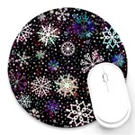 Shiny Winter Snowflake Abstract Christmas Cold Crystal December Round Mousepad