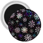 Shiny Winter Snowflake Abstract Christmas Cold Crystal December 3  Magnets