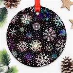 Shiny Winter Snowflake Abstract Christmas Cold Crystal December Ornament (Round)