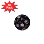 Shiny Winter Snowflake Abstract Christmas Cold Crystal December 1  Mini Buttons (10 pack) 