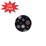 Shiny Winter Snowflake Abstract Christmas Cold Crystal December 1  Mini Buttons (100 pack) 