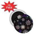 Shiny Winter Snowflake Abstract Christmas Cold Crystal December 1.75  Magnets (10 pack) 