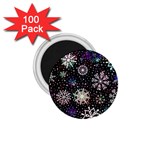 Shiny Winter Snowflake Abstract Christmas Cold Crystal December 1.75  Magnets (100 pack) 