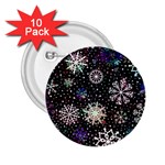 Shiny Winter Snowflake Abstract Christmas Cold Crystal December 2.25  Buttons (10 pack) 