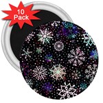 Shiny Winter Snowflake Abstract Christmas Cold Crystal December 3  Magnets (10 pack) 