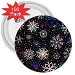 Shiny Winter Snowflake Abstract Christmas Cold Crystal December 3  Buttons (100 pack) 