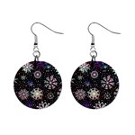 Shiny Winter Snowflake Abstract Christmas Cold Crystal December Mini Button Earrings