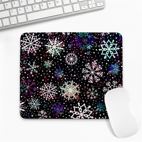 Shiny Winter Snowflake Abstract Christmas Cold Crystal December Large Mousepad from ArtsNow.com Front