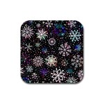 Shiny Winter Snowflake Abstract Christmas Cold Crystal December Rubber Coaster (Square)