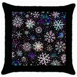 Shiny Winter Snowflake Abstract Christmas Cold Crystal December Throw Pillow Case (Black)