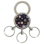 Shiny Winter Snowflake Abstract Christmas Cold Crystal December 3-Ring Key Chain