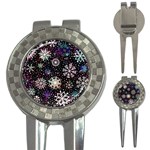 Shiny Winter Snowflake Abstract Christmas Cold Crystal December 3-in-1 Golf Divots