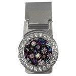 Shiny Winter Snowflake Abstract Christmas Cold Crystal December Money Clips (CZ) 