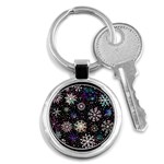 Shiny Winter Snowflake Abstract Christmas Cold Crystal December Key Chain (Round)