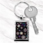 Shiny Winter Snowflake Abstract Christmas Cold Crystal December Key Chain (Rectangle)