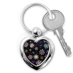 Shiny Winter Snowflake Abstract Christmas Cold Crystal December Key Chain (Heart)