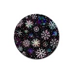 Shiny Winter Snowflake Abstract Christmas Cold Crystal December Rubber Coaster (Round)