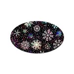 Shiny Winter Snowflake Abstract Christmas Cold Crystal December Sticker (Oval)