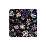 Shiny Winter Snowflake Abstract Christmas Cold Crystal December Square Magnet