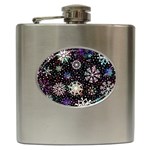 Shiny Winter Snowflake Abstract Christmas Cold Crystal December Hip Flask (6 oz)