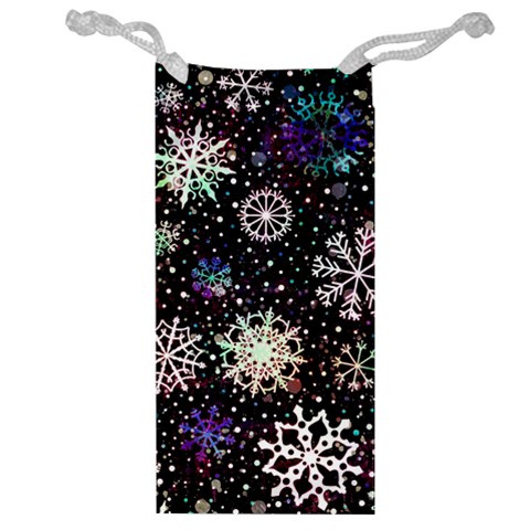 Shiny Winter Snowflake Abstract Christmas Cold Crystal December Jewelry Bag from ArtsNow.com Front