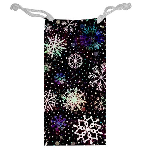 Shiny Winter Snowflake Abstract Christmas Cold Crystal December Jewelry Bag from ArtsNow.com Back