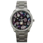 Shiny Winter Snowflake Abstract Christmas Cold Crystal December Sport Metal Watch