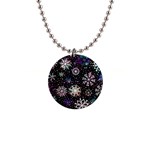 Shiny Winter Snowflake Abstract Christmas Cold Crystal December 1  Button Necklace