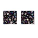 Shiny Winter Snowflake Abstract Christmas Cold Crystal December Cufflinks (Square)