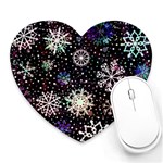 Shiny Winter Snowflake Abstract Christmas Cold Crystal December Heart Mousepad