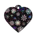 Shiny Winter Snowflake Abstract Christmas Cold Crystal December Dog Tag Heart (One Side)