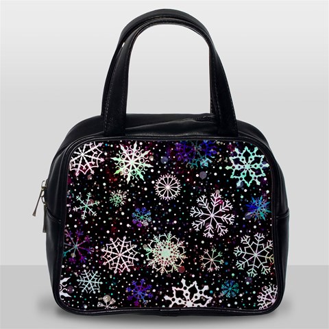 Shiny Winter Snowflake Abstract Christmas Cold Crystal December Classic Handbag (Two Sides) from ArtsNow.com Back